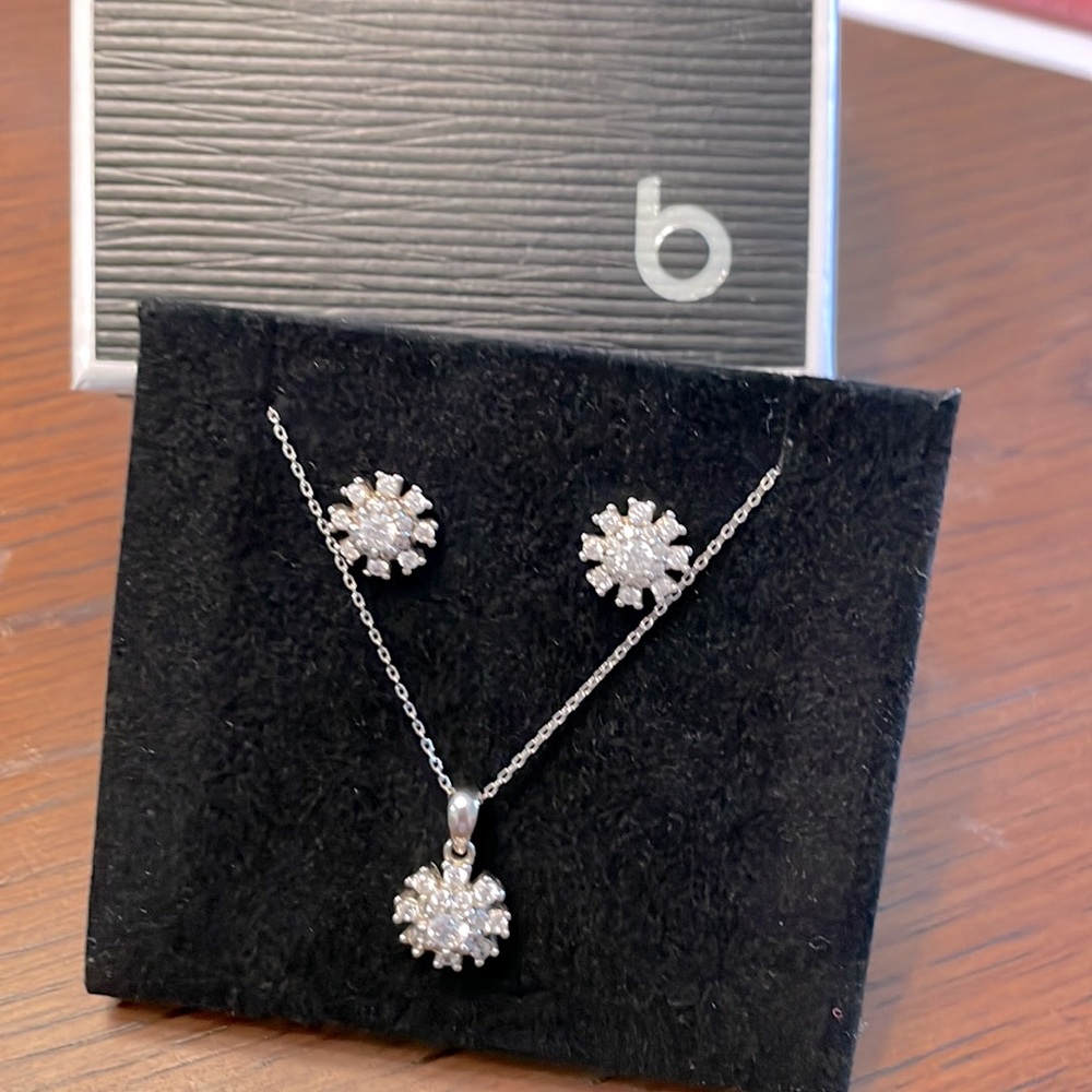 Cubic Zirconia Pendant and Earrings